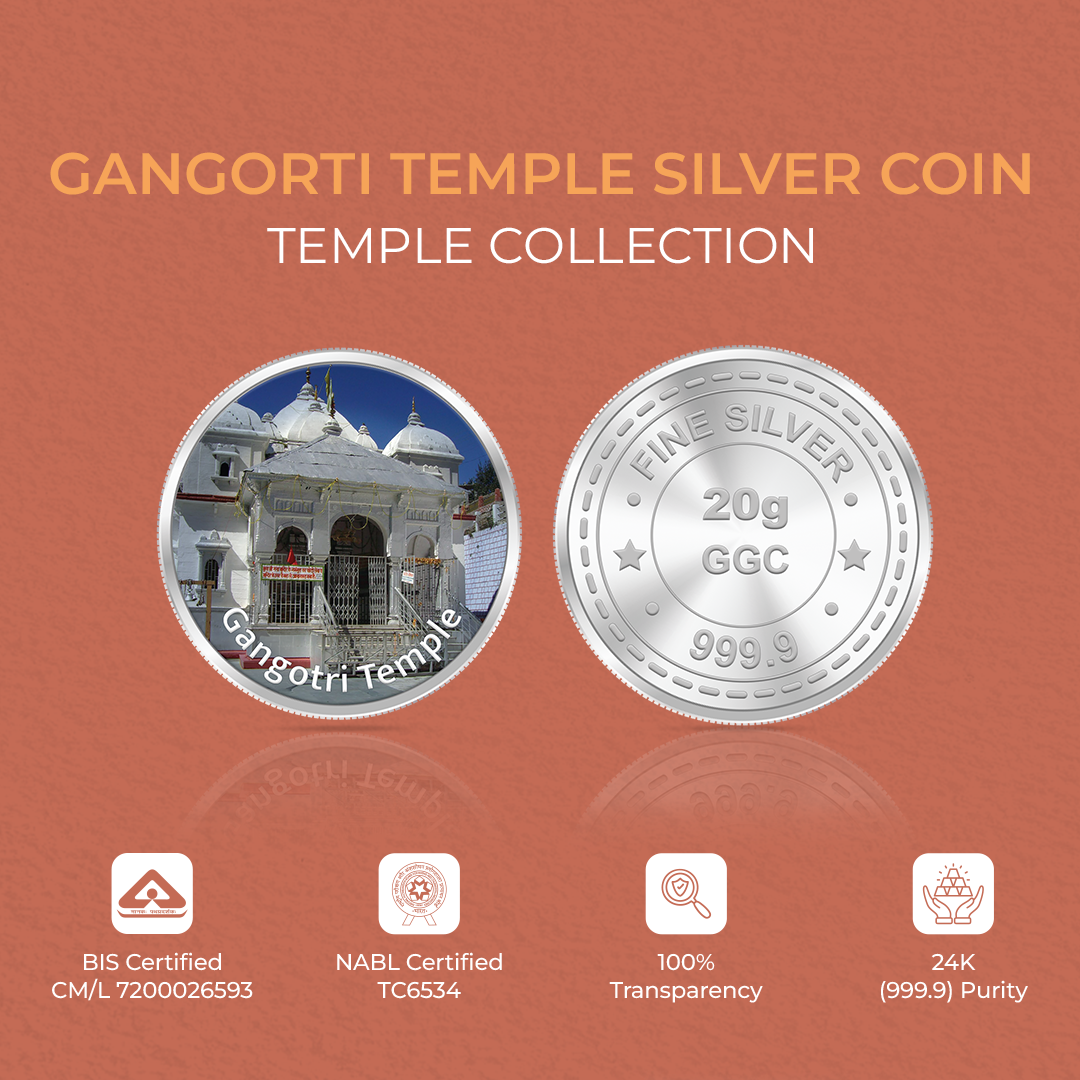 20gm GGC Gangotri Temple Silver Color Coin 24k (999.9)