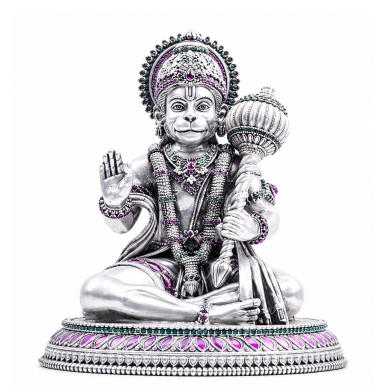 92.5 Silver Hanumanji Idol Ashirwad Mudra for Devotional Decor
