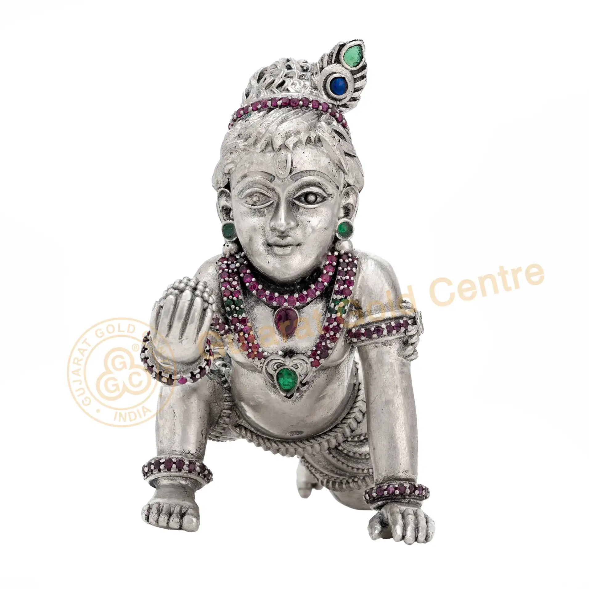 92.5 silver Laddu Gopal Idol (3 Inches) 138gm - BIS hallmarked, DigiSilver certified